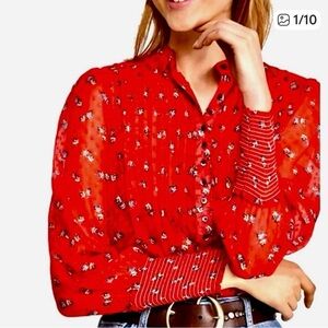 Free People Red Floral top size xs